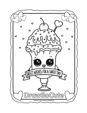 Ice Cream Sundae Coloring Page Draw So Cute