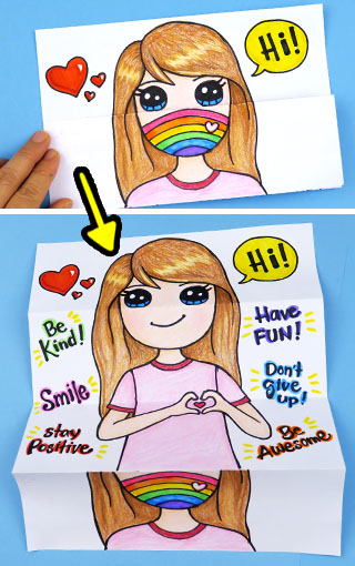 Folding Card Surprise Smile Under Mask – Draw So Cute